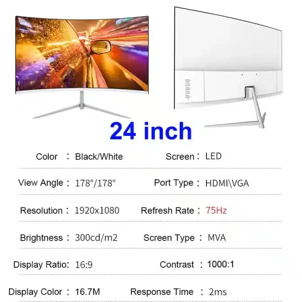 24 Inch Curved 75Hz Monitor - Image 7