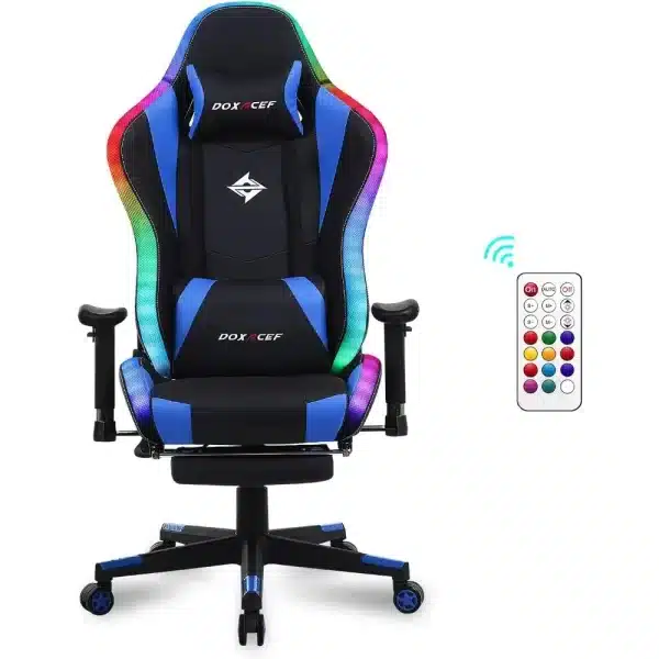 RGB Gaming Chair with Massage and Footrest Large Ergonomic Computer Desk Chair Video Gaming Chair with LED Light