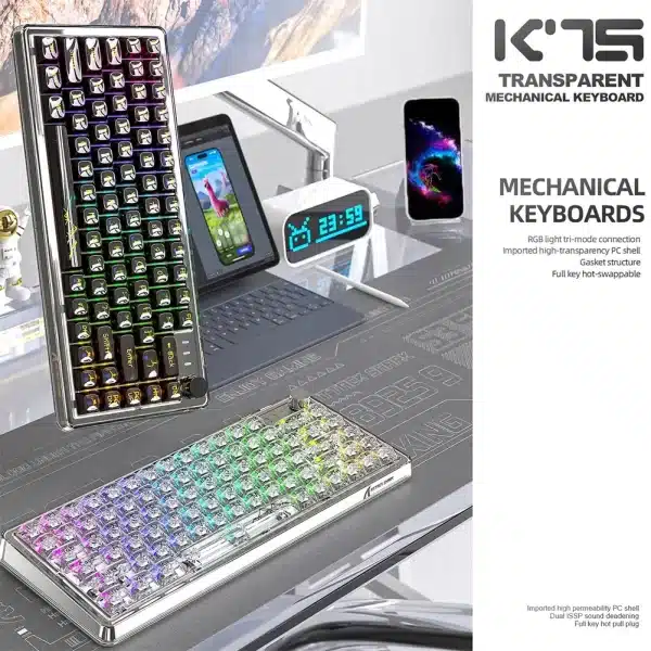 3 Mode 2.4G Transparent Keyboard - Image 3