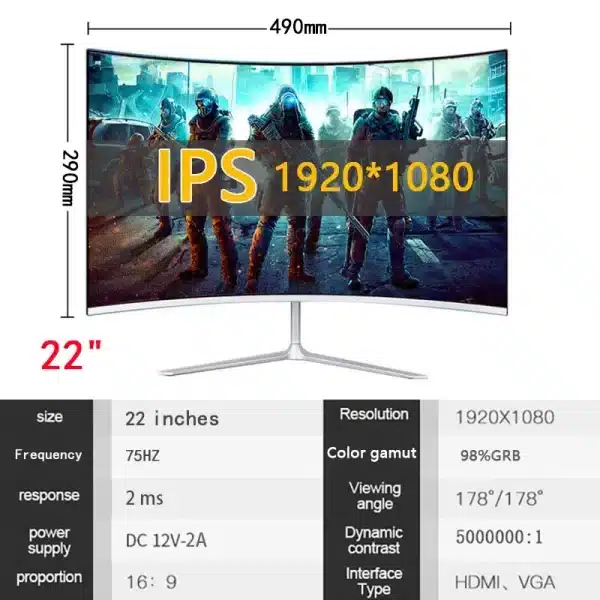 22 inch Curved LCD Monitor - Image 6