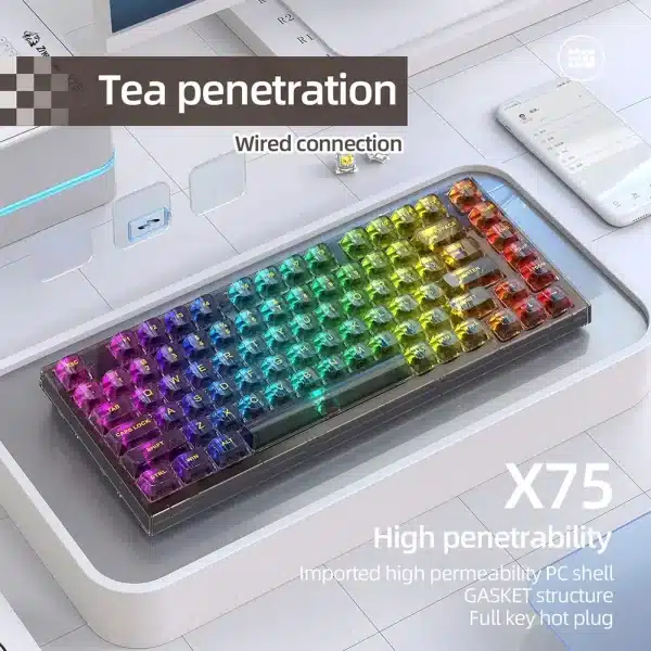 X75 Crystal Transparent Gamer Keyboard - Image 4