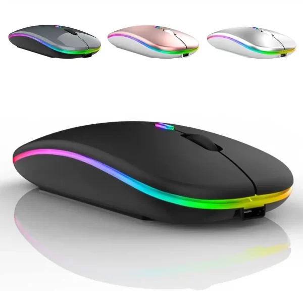 Silent LED Wireless Mouse, Bluetooth-compatible, For Laptop PC iPad