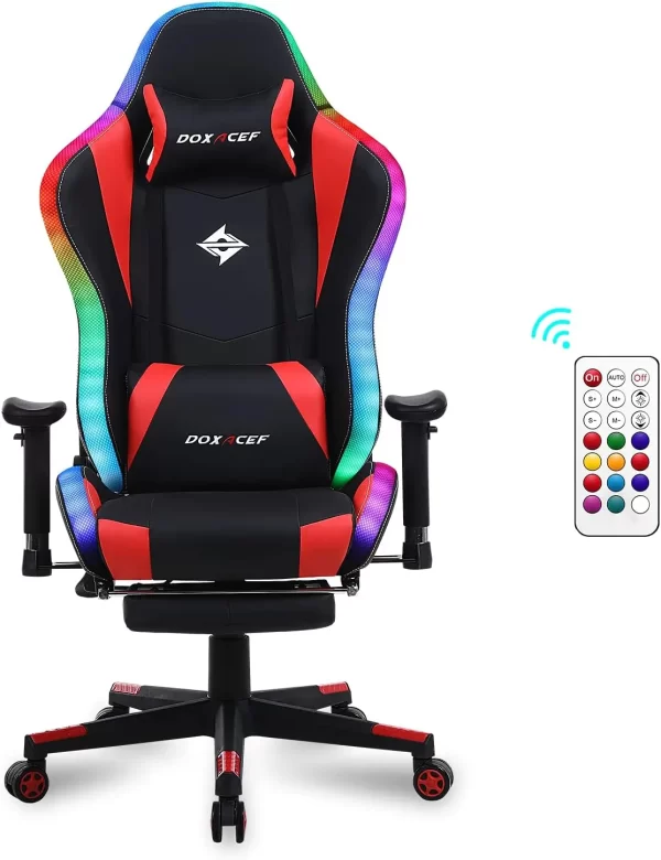 RGB Gaming Chair with Massage and Footrest Large Ergonomic Computer Desk Chair Video Gaming Chair with LED Light - Image 7